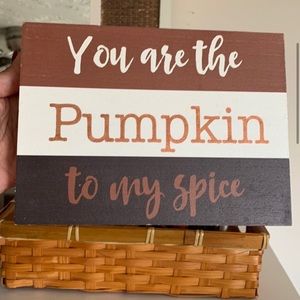 YOU ARE THE PUMPKIN TO MY SPICE RUSTIC WOOD DECOR NWT
